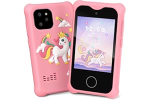 Adicop Pretend Smartfon, Aparat Cyfrowy 1080P Ekranem Dotykowym 2.8 cala na 3–8 lat Dziewcząt Chłopców, Aparat Kamera Wideo Dzieci, Prezenty świąteczne i urodzinowe Zabawka z kartą SD 32 GB (Różowy)