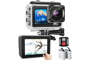 Nvgfelis Cámara Deportiva 5K 48MP, WiFi Cámara Subacuática 30M, Cámara de Acción con Estabilizador EIS, Pantalla Táctil, 2 Batería y Kit de Accesorios