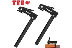 LQGTQO 2 sztuki zacisków stołowych + hak na ławkę ze stopu aluminium 20 mm, 4 sztuki, uchwyt dolny 20 mm z otworem dla psa, zacisk, stół do obróbki drewna, narzędzie do strugania i akcesoriów do otworu dla