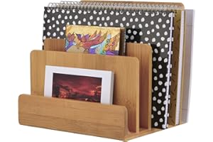 Dimono® Porte-revues et porte-documents Organisateur de bureau en bambou ; porte-documents, porte-courrier, casiers à papier Porte-revues pour la maison, le bureau, le cabinet médical