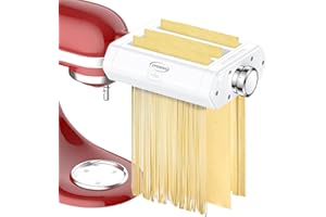 TPGSING Attaccamento per Pasta per KitchenAid Robot da cucina, tagliapasta 3 in 1 per KitchenAid, Rulli per Pasta, Tagliapasta Spaghetti E Tagliapasta Per Fettuccine Accessori con spazzola di pulizia