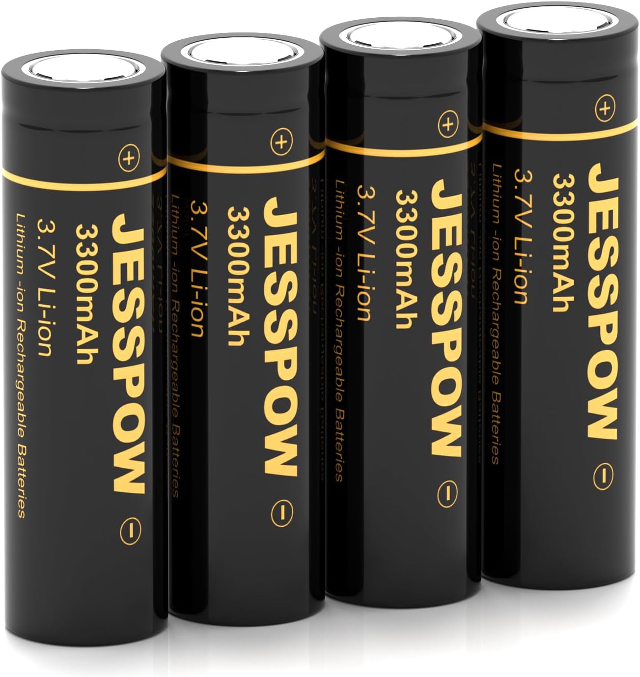 3.7 Volt Rechargeable Battery Flat Top, 4 Pack 3300mAh High Power Long Lasting 18650 Rechargeable Battery for Flashlight, Camera, Small Fan, Outdoor Garden Lights