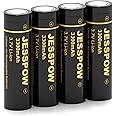3.7 Volt Rechargeable Battery Flat Top, 3300mAh High Power Long Lasting Rechargeable Battery for Flashlight, Camera, Small Fan, Outdoor Garden Lights (4 Pack, Not AA)