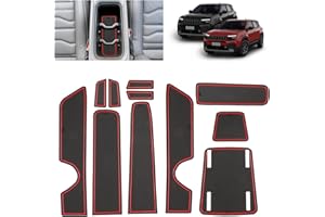BSTW Compatibile con Jeep Avenger SUV 2023 2024 2025 Tappetini Antiscivolo per Jeep Avenger EV Hybrid 4x4 4XE Tappetini in Gomma per Console Centrale, Porta Bicchieri, Scanalatura Porta (Rosso)