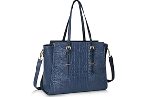 NUBILY Borsa Donna Grande Borsa Lavoro Donna Borsa Tracolla in Pelle PU Borsa PC 15.6 Pollici Borsa Tote Shopper Business Computerda Nero