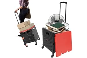 LEXONELEC Carro de la Compra Plegable, Carro de la Compra Plegable de plástico, Carro de Transporte, hasta 50 kg, Cesta de la Compra con Tapa, asa de Aluminio, con silenciador Universal 8 Ruedas, Rojo
