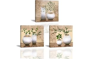 PIY PAINTING Quadro su Tela Stampa Disegno su Tela Canvas Impermeabile Verde Pianta in Vaso Decorazioni per Camera da Letto Soggiorno Camera da Pranzo Cucina 30x30cm da 3 unità