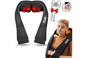 XLLENT Neck Massager, Deep Tissue 3D Kneading Portable, with Heat, Shiatsu Massager for Neck, Back, Shoulder, Foot and Leg, at Home and Car, Comfort Gifts for Women and Men