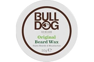 BULLDOG SKINCARE Original Beard Wax 50g, Long Lasting Hold for Beard and Moustache, Enriched with Aloe Vera