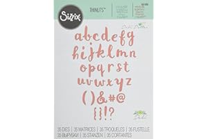 Sizzix Thinlits Die Set 661686, Alphabet, 38 Pack, Multi Colour, One Size, Metal, Brush Lowercase Alpha by Debi Potter