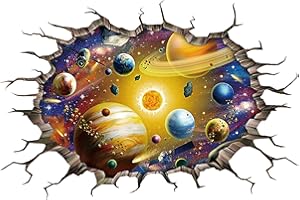 HPNIUB HPUINB 3D Planet Wall Stickers,Cosmic Galaxy Wall Decals for Nursery,Outer Space Wall Stickers for Kids Room,Stars and Solar System Wall Decoration for Girls Boys Bedroom Playroom Living Room Decor