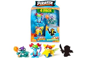 PIRATIX Adventure World Serie Wild Kingdom, Pack de 4 Figuras - Contiene 4 Piratix: 1 Color Change y 1 Sorpresa, y 4 Accesorios Que cambian de Color, Pack 6 de 6