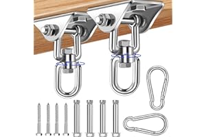 FoiiLiio 2 Pezzi Gancio Soffitto Ganci Acciaio Inox Supporto Sacco da Boxe Capacità di 450KG Gancio per Soffitto 360° Ruota Ganci Altalena per Sedia Sospesa, Yoga, Amaca