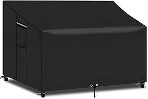 PATIO PLUS 2 Seater Garden Bench Cover Waterproof with Air Vent 134x66x63/89cm for Outdoor Garden Bench Tear Resistant 600D Oxford (Black)