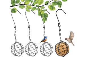 KXRTPX Bird Feeders Set of 4, Metal Hanging Fat Ball Feeders for Wild Birds, Robin Feeder with Chain, Outdoor Suet Ball Feeder, 14×7×3.5 cm Garden Bird Balls Dispenser