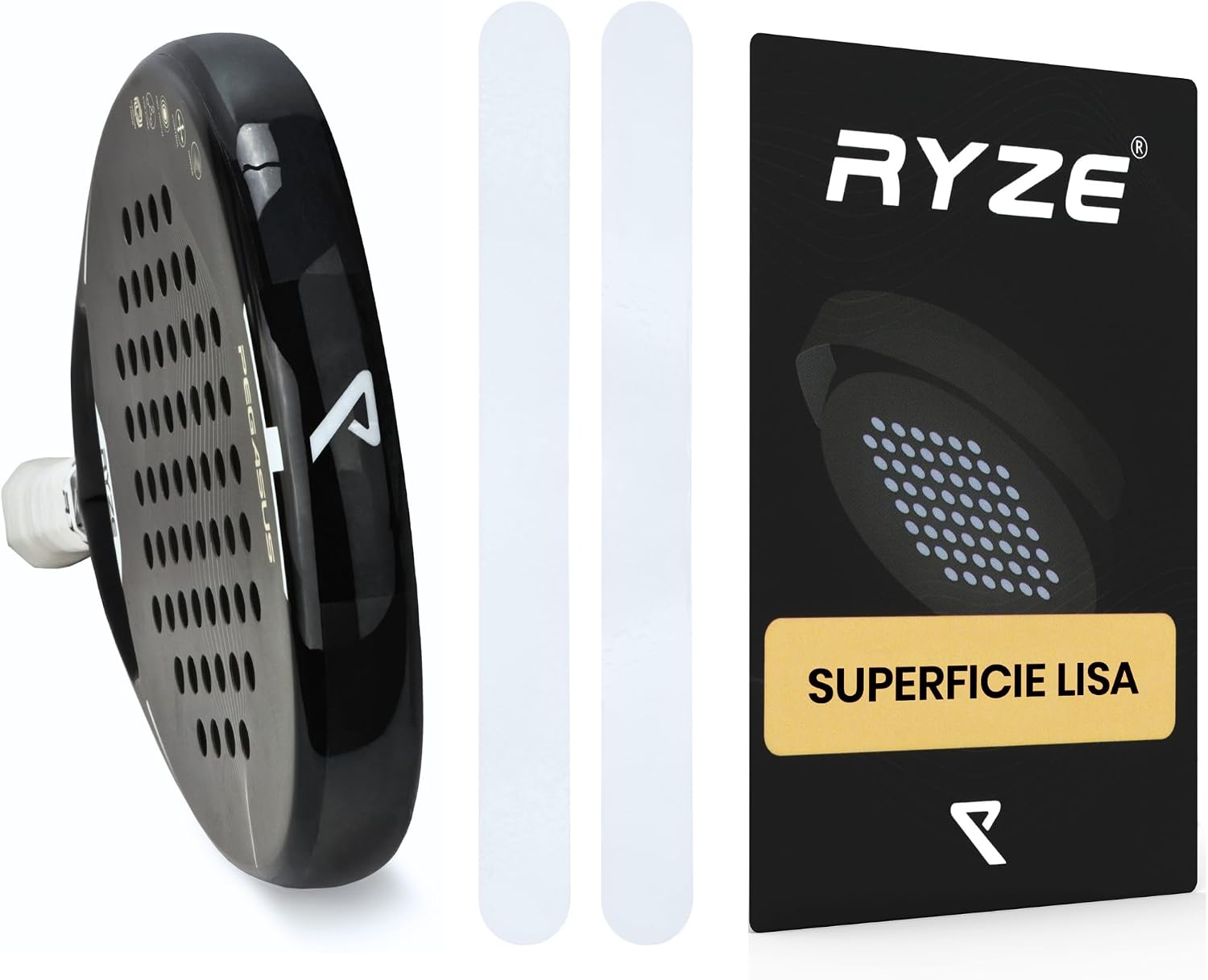 RYZE Protector Pala de Padel Transparente - Superficie Lisa - Protectores de Padel en Pack de 2 - Material Resistente y Elástico - Protector para Raqueta de Padel - Mínimas Burbujas de Aire