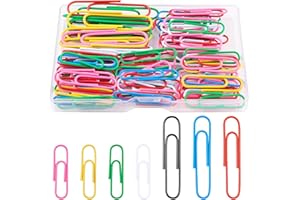 100pcs Coloured Paper Clips Set, Caianwin 33mm Paper Clips Medium und 50mm Large Paper Clips Metal Paper Clips with Box for Paperwork Office School Home
