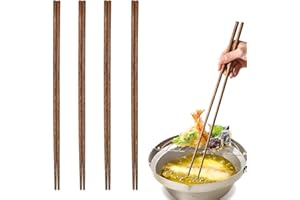 AFFEGIFTS Palillos chinos largos para cocinar, 38cm palillos chinos madera palillos de madera palillos largos finos olla caliente, fideos, fritura culinaria súper larga (4 pares de palillos de madera)