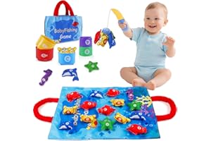 Shayson Juego de pesca blandos para niño de tela, peces niño de colores, juguete educativo, juegos Montessori 1 año, juguetes educativos para 12-18 meses, regalo para niños 1 2 3 años