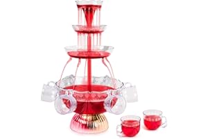 LJXiioo Fuente para Fiestas de 3 Niveles con Base iluminada por LED, 8 Tazas de 1.5 galones
