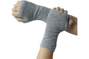 Prettystern Mitaine Gants Sans Doigts Femme en Cachemire Laine Manchette Manchon Chauffe Main