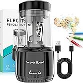 Forever Speed Sacapuntas eléctrico USB para lápices de colores, sacapuntas eléctrico automático, batería para lápices de 6 a 