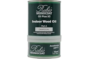 Rubio Monocoat Wood Oil 14 m² - Charcoal | Oil Plus 2C | Quick-Dry, Eco-Friendly Linseed Wood Oil for Indoor Use includes Accelerator (Part B) | Preserver | 350 ml