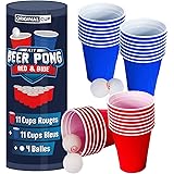 OriginalCup® Kit Ufficiale Beer Pong Originale | Set Bicchieri di plastica riutilizzabili + 4 Palline | 22 Tazze (11 Rosse e 