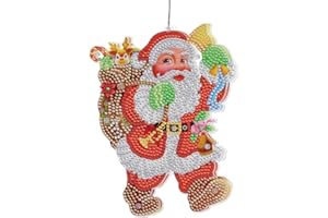 DEMIAWAKING 5D Weihnachten Diamond Painting LED Weihnachtsbeleuchtung Diamant Malerei Deko Lampe Anhänger DIY Party Deko Weihnachtsdeko Handwerk Geschenk (H)