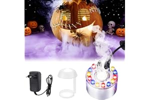 SUNSHINE SMILE Ultraschall Vernebler,12 LED Nebelmaschine Mini,Nebelmaschine Halloween,Mini Nebelhersteller,Ultraschall Nebler Led,Mist Maker Wassernebler Fogger,Nebelgerät für Halloween Kürbis und Hexentopf,Party