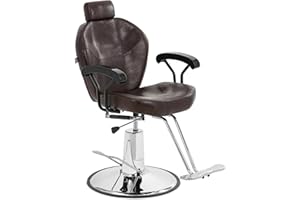 PHYSA WELLNESS & LIFESTYLE physa Sillón de Peluquería con Reposacabezas y Reposapiés Altura Regulable en 52 - 64 cm hasta 150 kg Marrón Sillón de barbero Silla de peluquería Asiento de barbería