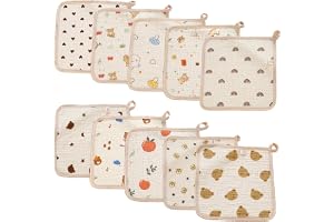 CHUANFU 10 stycken muslinhanddukar för baby, 25 x 25 cm, förskärpningshanddukar av muslin av 100% bomull, mjuka, långa, andningsbara, absorberande muslinhanddukar för nyfödda baby
