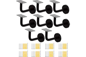 AKOLAFE 8 Stück Handlaufhalter Edelstahl Gerade Geländer Außen 60x80 mm Handlaufträger Schwarz Roubst Halterung für Handlauf Silbrig Treppengeländer Innen Shwerbelast Wandhalter (Flatt)