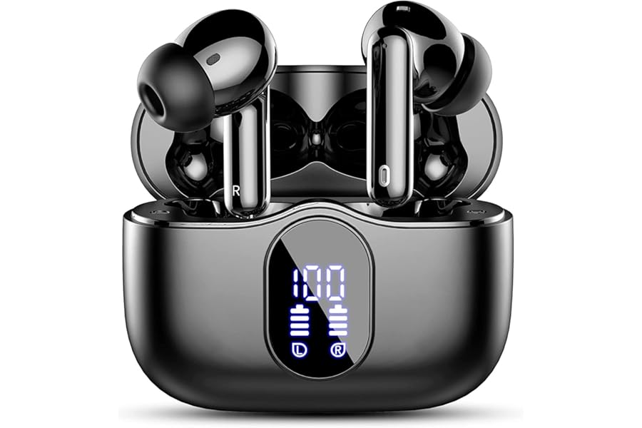 Wireless Earbuds, Bluetooth 5.4 Headphones In Ear with 4 ENC Noise Cancelling Mic, Btootos New Bluetooth Earbuds Mini Deep Bass Stereo Sound, 36H Playtime LED Display Wireless Earphones IP7 Waterproof