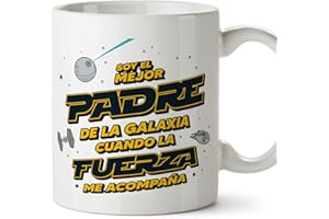 MUGFFINS Tazas para PADRE/PAPÁ - En Español - Mejor Familia Galaxia cuando Fuerza Acompaña - 11 oz / 330 ml - Regalo original y divertido