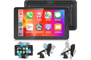 Hodozzy Wireless Carplay Screen for Car Portable Car Stereo Android Auto, Display Car Radio With Bluetooth Hands-Free, 7 Inch Touch Screen Car Play With Airplay/Mirror Link/Voice Control/FM/AUX/TF