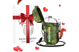 Coquimbo Electric Lighter Gifts for Men Him, USB Rechargeable Lighter Camping Accessories Waterproof Windproof Arc Lighter Plasma Lighter for Camping Hiking Outdoor (Camouflage)