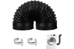 HENGBIRD Wąż powietrza wylotowego 100 mm, długość 2 m, rura wylotowa, wąż wentylacyjny, wąż elastyczny, czarny, aluminiowa, rura elastyczna z 2 obejmami ze stali nierdzewnej, do klimatyzacji,