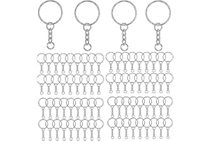 MYJ FIXTEK 100 Pcs Silver Key Chains Keyring Blanks Tone Key Split Rings with Link Chain Kit for Home Car Keychains Lanyards, Gifts, and Other Crafts Jewellery Making Open Jump Rings Bulk for Crafts DIY