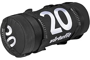 VirtuFit Power Bag - Sac de Fitness - Poignées antidérapantes, Rempli, Similicuir - Sac de poids, Sac de sable, Corebag, Sacs de sable, Poids pour entraînement, Workout, Crossfit, Gym - 20 kg
