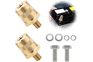 MOROCKET Battery Pole Adapter 1 Pair M8 Battery Terminal Connector Brass Tone Post Adapter with 2 Stainless Steel Screws and 4 Washers, Positive or Negative Battery Cable Clamps for Car Trucks Yachts