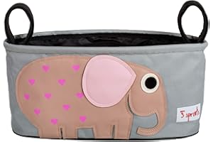 3 Sprouts Universal Pushchair Organiser - Baby Pram Bag with Cup Holder, Elephant