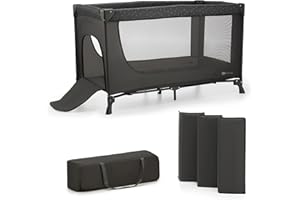 kk Kinderkraft Joy Light Lit Parapluie, Lit bébé de la Naissance Jusqu’à 25 kg, 120 x 60 cm, Facile à Plier, Sac de Transport Inclus, Gris