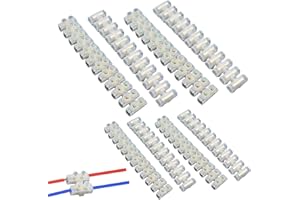 NOENAENI 8Pack 3A/15A Electrical Connector Blocks, Electrical Terminal Connector Strips, 3/15 Amp 12 Way White Terminal Block Strips, Electric Wire Chocolate Chock Blocks Connecting for Wiring Cable