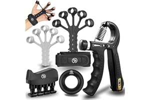 STRABOZZ Musculation Main Kit, Hand Grip Musculation, Entraîneur de Doigts, Musculation Avant Bras, Avant Bras Muscu, Handgrip, Anti Stress Adulte, Appareil de Musculation, Résistance Réglable