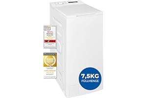 Exquisit Toplader Waschmaschine 7,5kg, schmal, 1200 U/Min, Energieklasse A, LTO51207