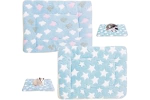 JODSEN 2 Cama de Felpa para Animales Pequeños, Manta cálida para cobayas Cama para Conejos Almohadilla de dormir de forro polar para gatitos Alfombra de invierno para Chinchilla, Hámster, Conejo(Azul)