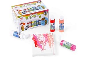 TBC THE BEST CRAFTS TBC Acrylic Pouring Paint, 23 x 60ml Pouring Acrylic Paint Set with 30ml Silicone Oil for Painting Craft on Paper, Canvas, Rock, Wood, Ceramic, Glass