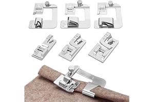 Baxcdyswe 6 Pezzi Piedini Macchina da Cucire, Piedino Macchina da Cucire (3/4/6 mm, 4/8 '' 6/8 '' 8/8 ''), Accessori Piedino Orlatore Universale per Brother Singer, W6, Elina, Janome