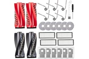 EOVWAEO 28 Stück Zubehörset für Roborock Qrevo Curv/Qrevo Edge Staubsauger Roboter, Ersatzubehör 4 Hauptbürste 6 Staubbeutel 6 Wischpad 4 Filter 6 Seitenbürste 1 Reinigungsbürste 1 Schraubendreher